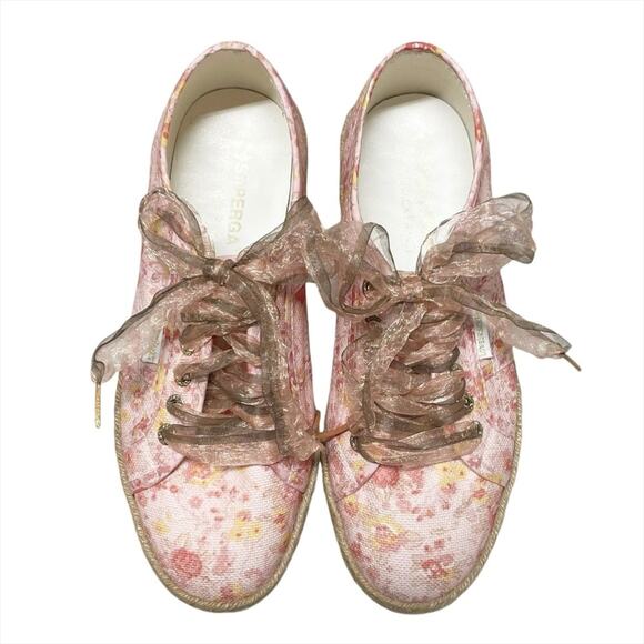SUPERGA x LOVESHACKFANCY 2730 Espadrille Sneakers in Floral Tokyo Pink Size 8.5 - Picture 2 of 12